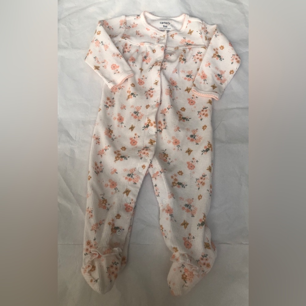 Carter's Baby girl footie pajama 9M Waffle knit